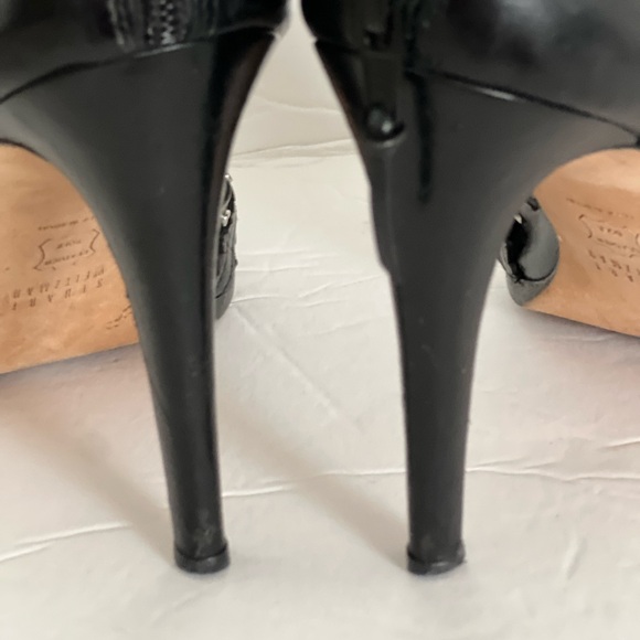 Stuart Weitzman Cagey Black Leather Rocker Ankle Bootie Size 9.5 Good Condition - Picture 9 of 16